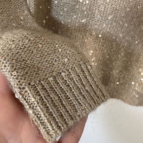 Benetton Gold Sequin Knit Sweater Top - Picture 3 of 10